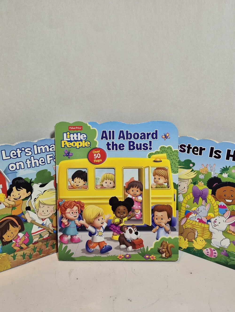Fisher Price Little People Lift a Flap Books About The Zoo, Bus & Easter